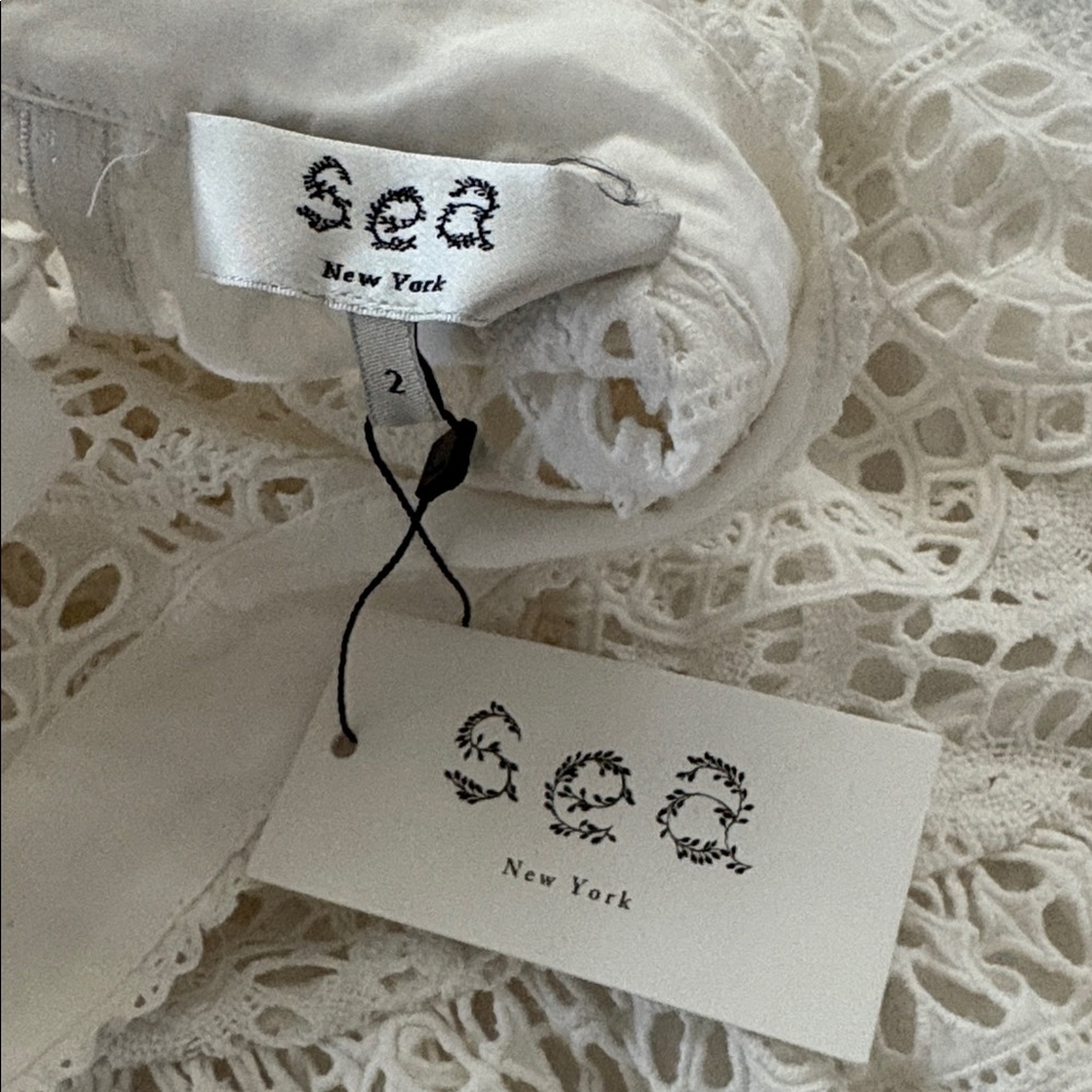 NWT Sea New York from Free People White Lace Eyelet beautiful sleeveless dress. - Picture 12 of 14